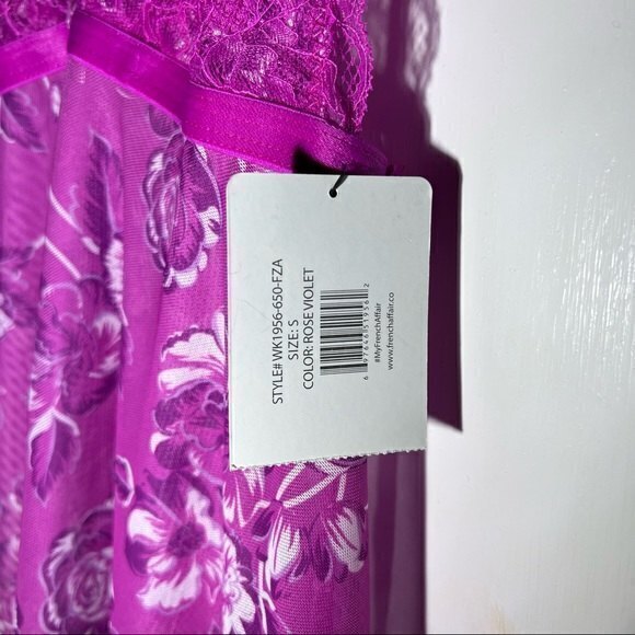 NWT, French‎ Affair Women’s Babydoll and G-String Set Size S, Pink Floral - Picture 5 of 6